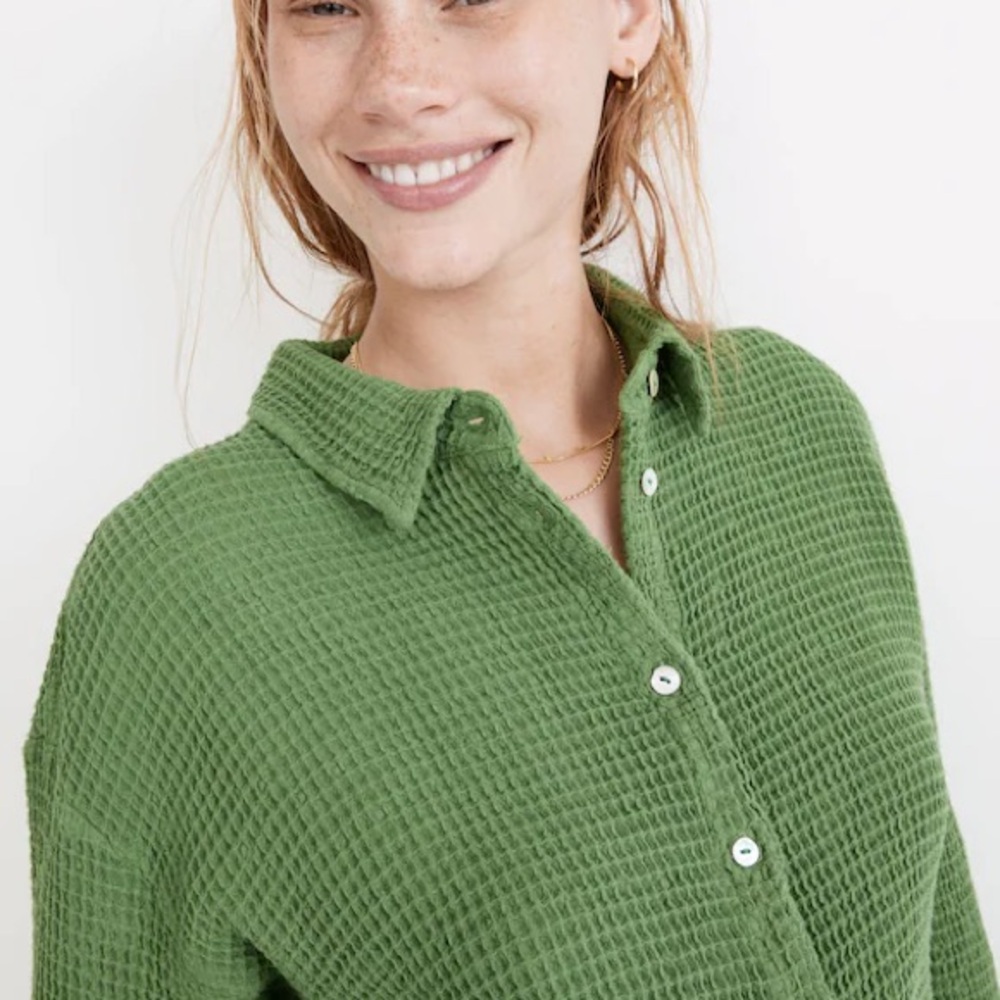 DONNI Waffle Button-Down Shirt
